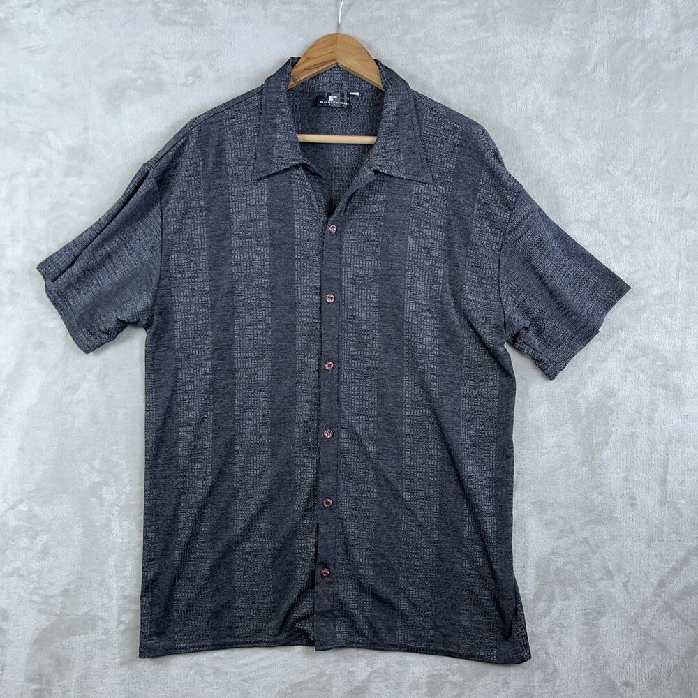 Positano Vintage 90s Shirt Men's XL Gray Button Textured Knit Sopranos